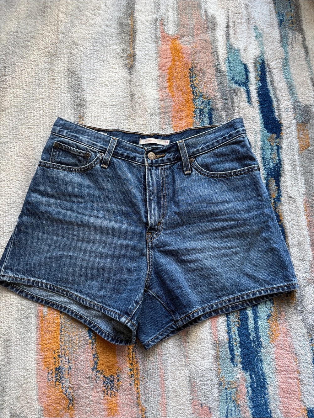 Classic High-Rise Denim Shorts in Blue